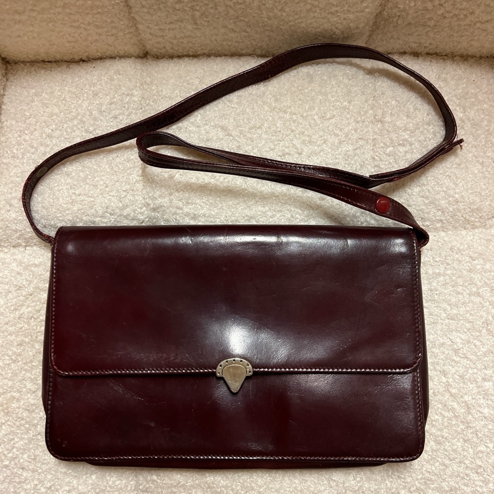 Vintage Elegant Dark RedWine/Burgandy Leather Handbag - Picture 2 of 12